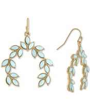 Rachel Roy Gold-Tone Colored Stone Leaf Drop Dangle Earrings NEW - $9.98
