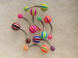 set of 8 candy stripe Belly Navel Ring rings lot NEW - $3.99