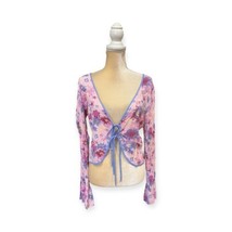 NEW Free People Venice Printed Top Size S Small Purple Floral Long Sleeve Blouse - £39.55 GBP