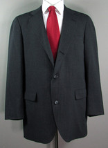 Solid Black Pin Stripe &quot; BROOKS BROTHERS 346 &quot; 2 Button 43 L Sport Coat Jacket - £13.21 GBP