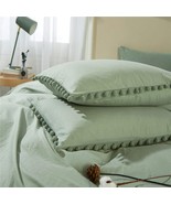 Pom Standard Size Pillow Shams Set Of 2, Boho Ball Tassel Trimmed Pillow... - £30.32 GBP