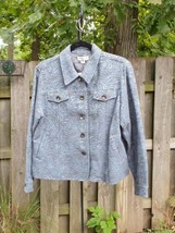 Coldwater Creek Womens Petite Large Blazer Jacket Blue Pattern Of Swirls - £46.34 GBP