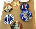 Lot of 8 Vintage Political, Campaign Buttons (50&#39;s, 60&#39;s,80&#39;s), Hard Roc... - £11.35 GBP