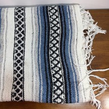 Vintage Mexican Textiles Blanket Throw Serape Made in Mexico 46 x 72 Blu... - £16.76 GBP