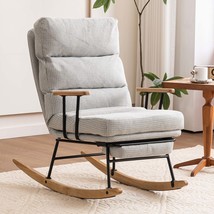 Modern Ice Velvet Rocking Chair: High Back &amp; Footrest - $183.99