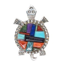 Alvin Yellowhorse Navajo sterling sugilite, turquoise cobblestone turtle pendant - $668.25