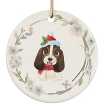 Cute Basset Hound Dog Lover Ornament Flower Watercolor Christmas Gift Tree Decor - £11.62 GBP