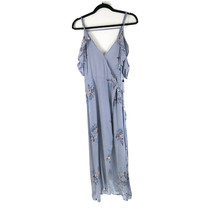 ASTR The Label Gwynn Midi Wrap Dress Cold Shoulder Floral Ruffle Slit Bl... - £30.35 GBP