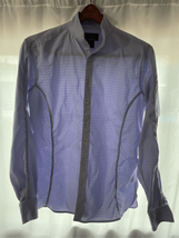 ARIAT Banded Collar Button Down Shirt-Pro Series Fitted-Blue Check Mens Small/36 - £6.87 GBP