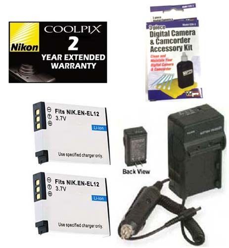 2 Batteries + Charger + Warranty for Nikon P300 P310 S610 S620 S630 S640 S710 - $26.95