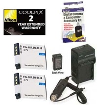 2 Batteries + Charger + Warranty for Nikon P300 P310 S610 S620 S630 S640 S710 - £21.54 GBP