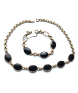 Gold Filled Onyx Choker Necklace With Matching 7” Bracelet Vintage 1950s... - $94.83 CAD