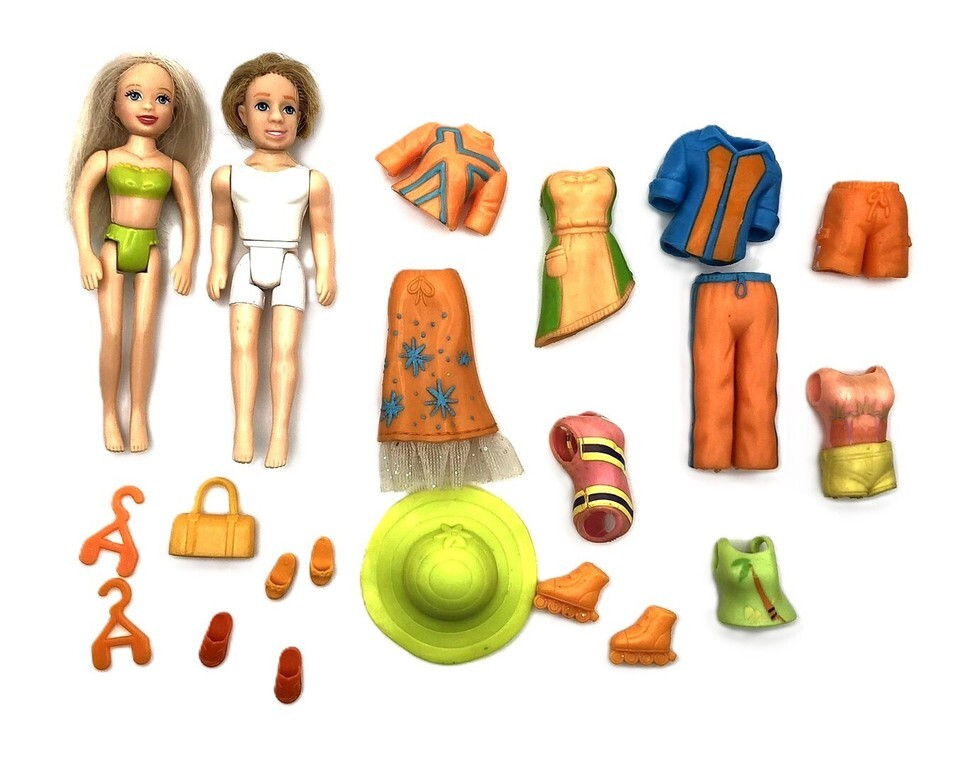 Polly Pocket Dolls With Polly &amp; Rick Dolls, Clothing, Shoes, Accessories... - $17.95