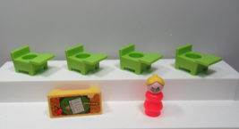 Fisher Price Vintage Little People Red school teacher green chairs yello... - $20.57