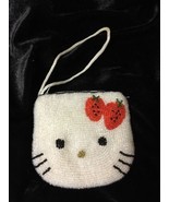 HELLO KITTY COIN PURSE WHITE SEQUIN RED BOW ZIPPERED - £18.95 GBP