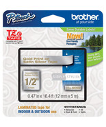 Brother TZeMQ934 12mm 1/2&quot; gold on satin silver TZ tape PT H100 P700 203... - £25.95 GBP