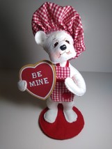 ANNALEE Be Mine Love Heart Valentines Dressed White Chef Cook Bear 2010 Doll 9&quot; - £20.85 GBP