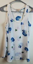 LOFT Tank Top Womens Size XS White Floral Print Sleeveless Round Neck Pullover - £10.79 GBP
