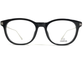 Omega Eyeglasses Frames OM 5013 001 Black Silver Square Horn Rim 53-18-145 - £146.93 GBP
