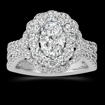 Double Halo Engagement Bridal Ladies Ring 2.5Ct Diamond Gold Plated 925 Silver 7 - £102.14 GBP
