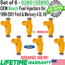 BRAND NEW OEM Bosch x6 Fuel Injectors for 1999, 2000, 2001 Ford Explorer 4.0L V6 - £327.28 GBP