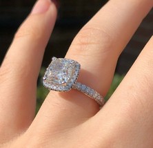 1.80 Ct Cushion Diamond Anniversary Engagement Bridal Ring 14K White Gold Plated - £57.68 GBP