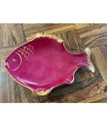 Vintage 1954 E. Chalais Art Nouveau Limoges Red Fish w/ 22K Gold Trim Dish - $81.41 CAD
