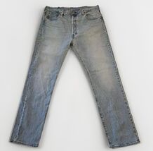 Levis 501 Jeans Mens Sz 38 x 34 Button Fly Big E Red Tab Premium Blue St... - $43.32 CAD