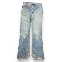 Vtg Reworked Levis 517 Orange Tab Faded Denim Bootcut Flare Hippie Jeans USA #2 - £119.34 GBP