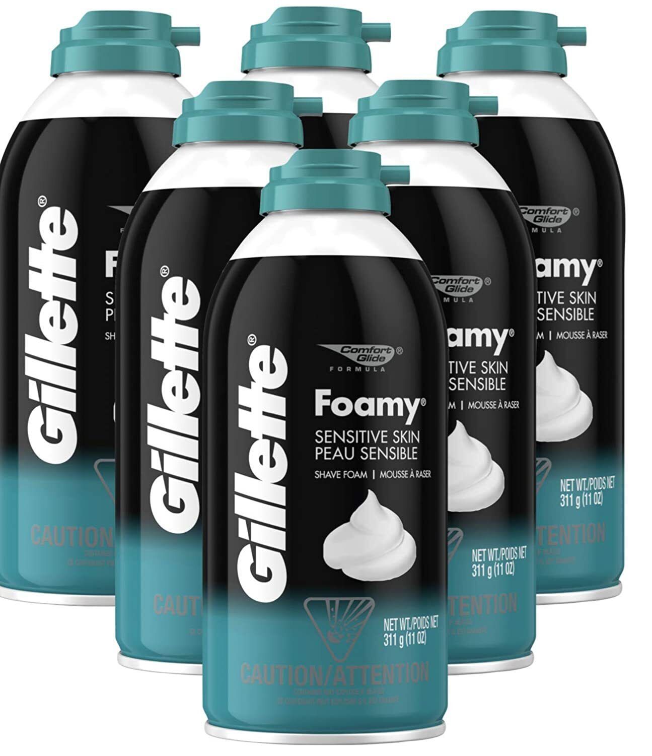 Gillette Foamy Shaving Cream, Sensitive Skin, 11 Ounce (Pack of 6) - $35.81