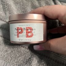 Trader Joe&#39;s Peony Blossom Scented Candle PB Rose Gold Tin with Lid 5.7o... - $4.95