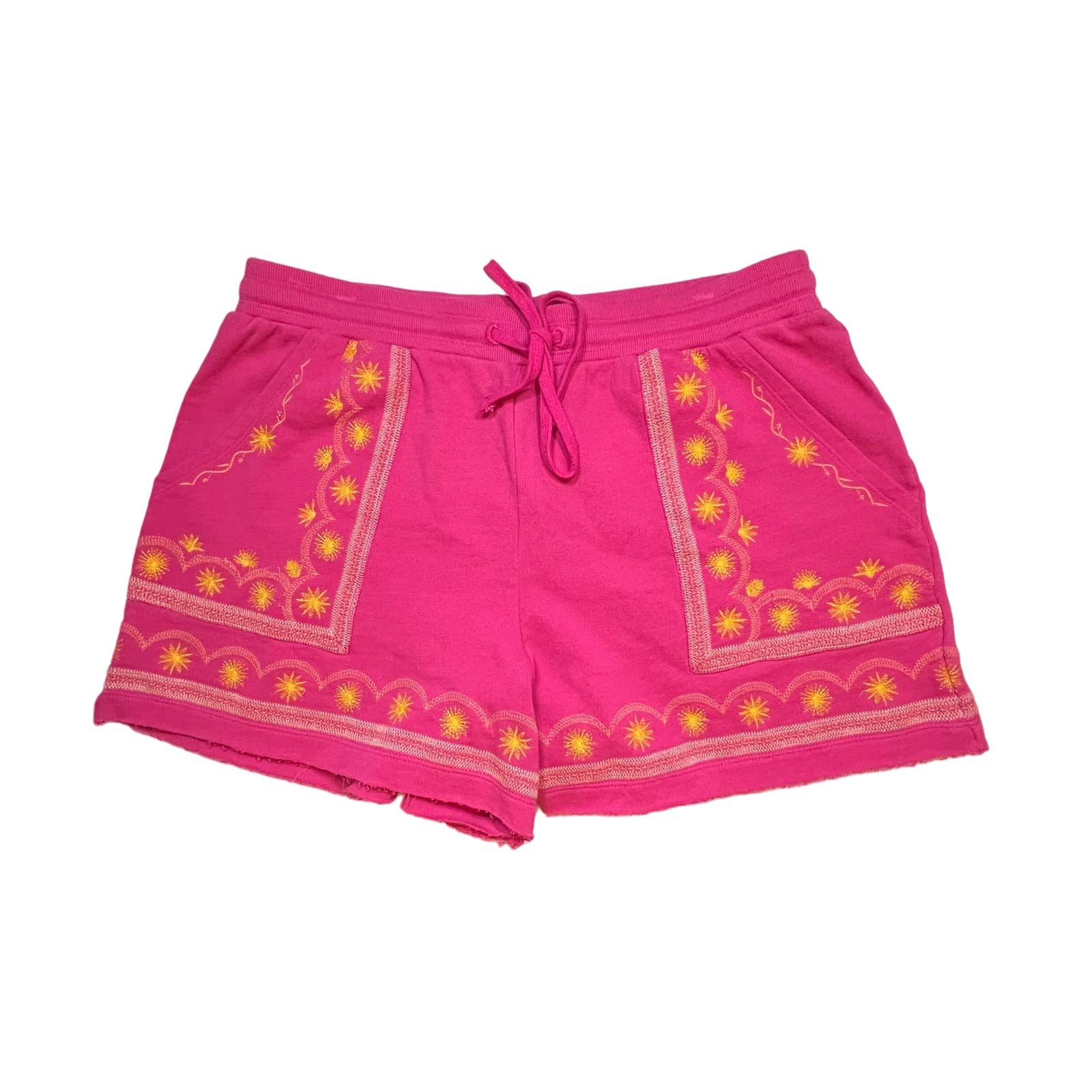 Primary image for Anthropologie Pink Embroidered Boho Pull On Shorts Large New