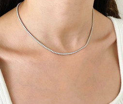 9CT Lab Created Diamond Tennis Riviera Necklace 14k White Gold Over - £109.76 GBP