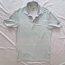 Adidas PRIMEGREEN Collared Golf Shirt Size Small White Blue Polo - $15.90