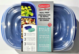 Rubbermaid Take Alongs Meal Prep 3 Containers And Lids 3.7 Cup With Dividers - £16.73 GBP