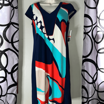J Taylor Multi Color V- Neck Geometric Print Shift Dress ~ Small - £15.66 GBP