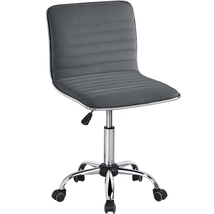 Modern Velvet Armless Desk Chair with Mid Back for Home Office, Dark Gray - $78.75