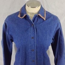 Marsh Landing Vintage Womens Denim Long Sleeve Shirt Sz Small - £19.17 GBP