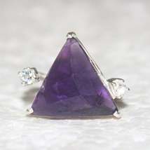 Natural Purple Amethyst Gemstone Ring, Birthstone Ring, 925 Sterling Silver Ring - £33.73 GBP