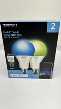 Merkury Innovations Dimmable 75W Equivalent Wi-Fi Smart Bulb, Color, (2 ... - £11.11 GBP