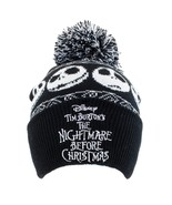 NIGHTMARE BEFORE CHRISTMAS Black Jack Skellington Pom Beanie Hat One Size - $25.38