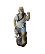 Oriental Chinese Fisherman Figurine - 8&quot; Bisque Glazed - Asian Decorativ... - $17.72