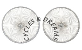 CHROME LOWRIDER CLASSIC 24 &quot; FRONT &amp; COASTER WHEELS 144 SPOKES, 3/8 AXLE... - £146.83 GBP