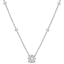 14kt White Gold Womens Round Diamond Halo Solitaire Necklace 5/8 Cttw - £1,162.14 GBP