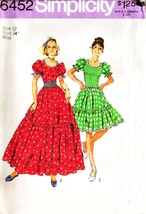Misses' Western Square Dance Dress 1974 Simplicity Pattern 6452 Size 12 Uncut - £19.66 GBP