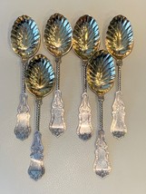 Antique Set of 6 John Cook Coin Silver Sugar Spoons New York 1868-1880 - £141.65 GBP