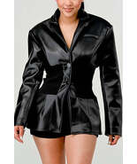 Athina PU Leather Blazer in Black - €81,41 EUR