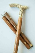 Vintage Designer Victorian Cane Brass Handle Antique Solid Wooden Walking Stick - £26.89 GBP