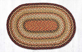 Earth Rugs C-319 Burgundy Mustard  Oval Braided Rug 20&quot; x 30&quot; - £31.06 GBP