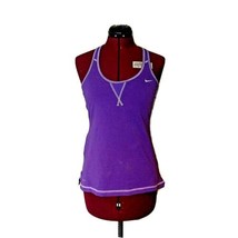 Nike Dri-Fit Tank Top Purple White Shelf Bra Racerback Side Split Size M... - $21.20